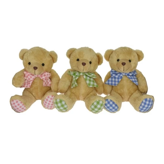 Textil medve masnival, 25 cm, rózsaszín, zöld, kék (3 féle)
