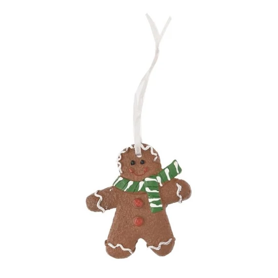 Akasztós mézeskalács figura, fiú, poly, 6,7x6,2x0,8 cm, barna