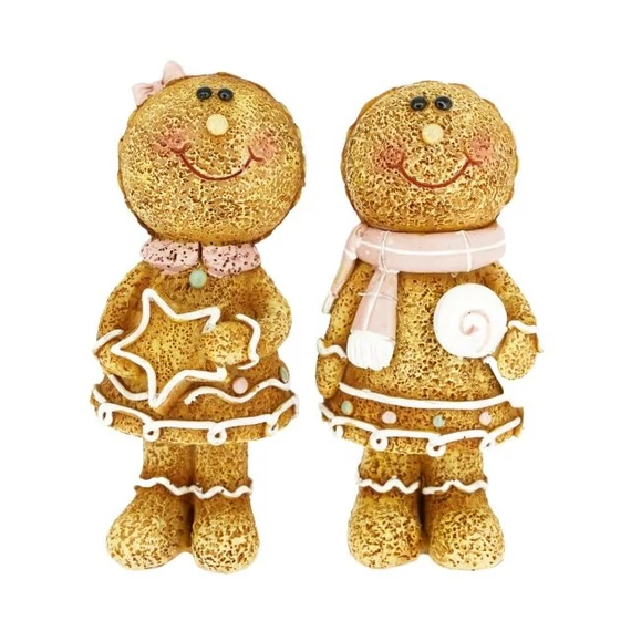 Poly mézeskalács figura fiú, lány nyalókával, csillaggal álló 4,5x3,5x9,5 cm barna, rózsaszín (2 féle)