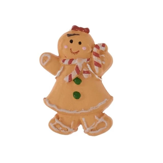 Öntapadós mézeskalács figura, poly, 3,7x2,5x0,5 cm, barna, 6 db
