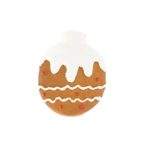 Öntapadós mézeskalács karácsonyfadísz, poly, 2,8x3,3x0,7 cm, barna, fehér, 4 db