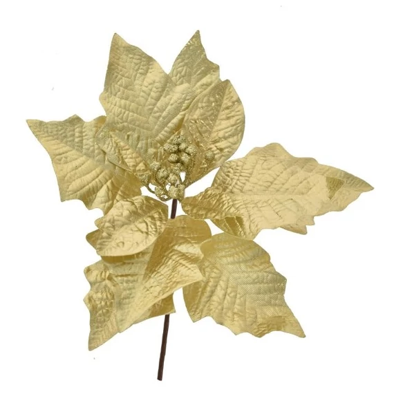 Textil betűzős mikulásvirág arany 12 cm