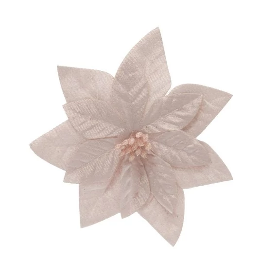 Csipeszes Mikulásvirág, textil, 16 cm, rózsaszín