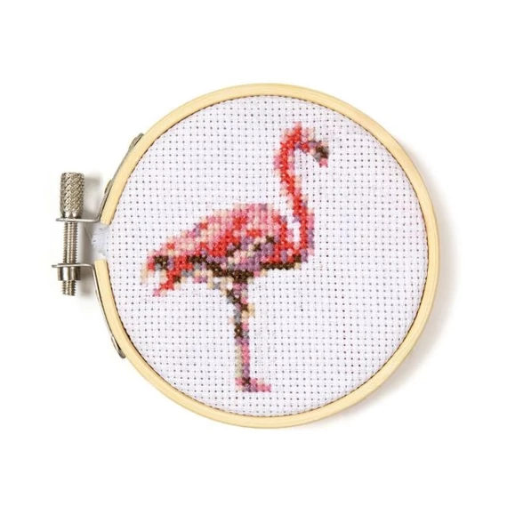 Mini flamingó keresztszemes hímzés készlet