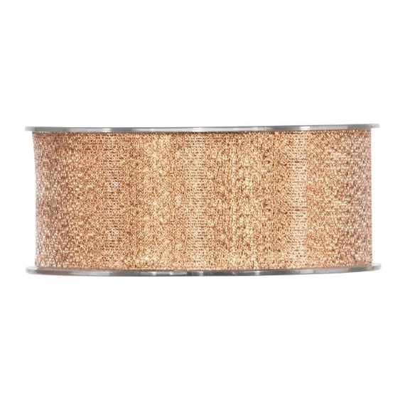 Csillogós textil szalag, 40 mm x 20 m, rosegold