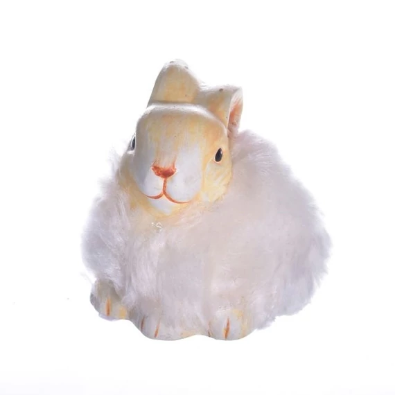 Nyúl, kerámia, fehér, 6 cm