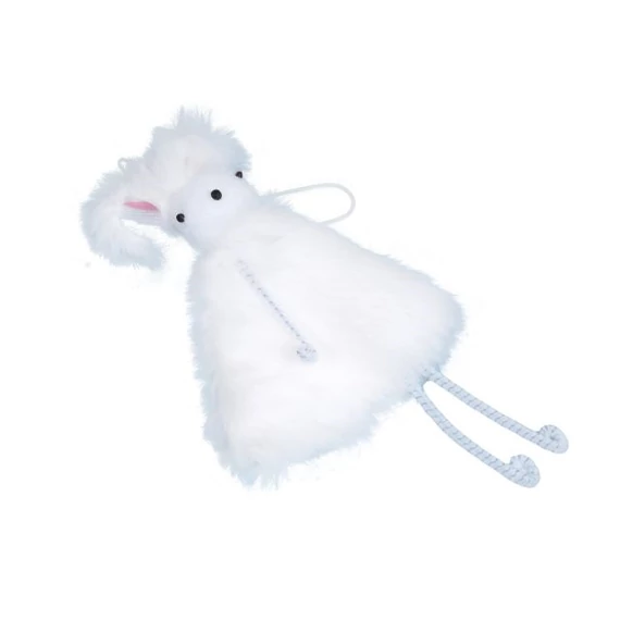 Akasztós textil nyúl, fehér, 13 cm, 6 db