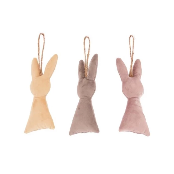 Akasztós nyúl, textil, 18,5x8,5x23 cm, színes, 2 féle