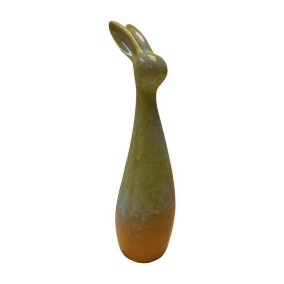 Álló nyúl, porcelán, sárga, türkizzöld, 7x6,5x27,5 cm