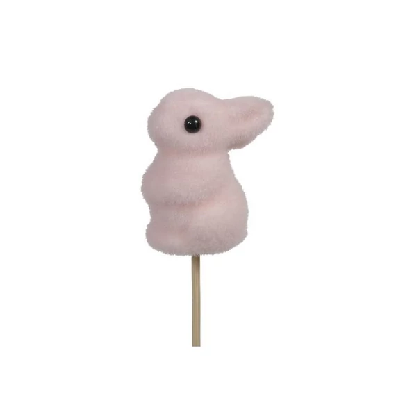 Nyúl betűzős flokkolt műanyag rózsaszín 5,5 cm, 8 db