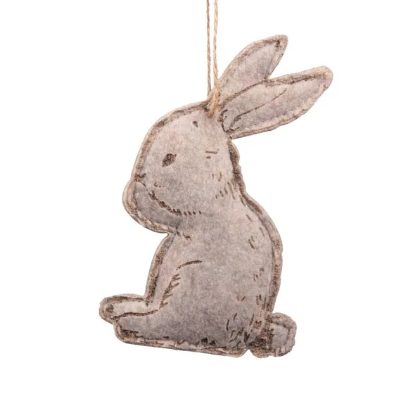 Akasztós nyúl, textil, 9,5x15 cm, bézs, 4 db