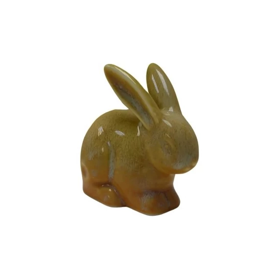 Fekvő nyúl, porcelán, türkiz, sárga, 8x5x8 cm
