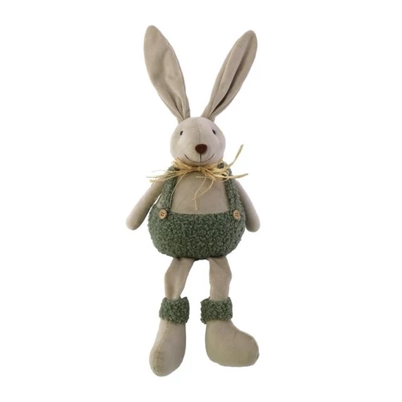 Nyúl fiú, lógólábú textil, natúr-zöld, 18x9x48 cm