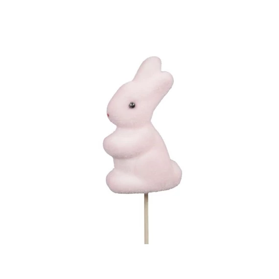 Flokkolt nyúl betűzős műanyag – 5x8 cm rózsaszín (18 db)