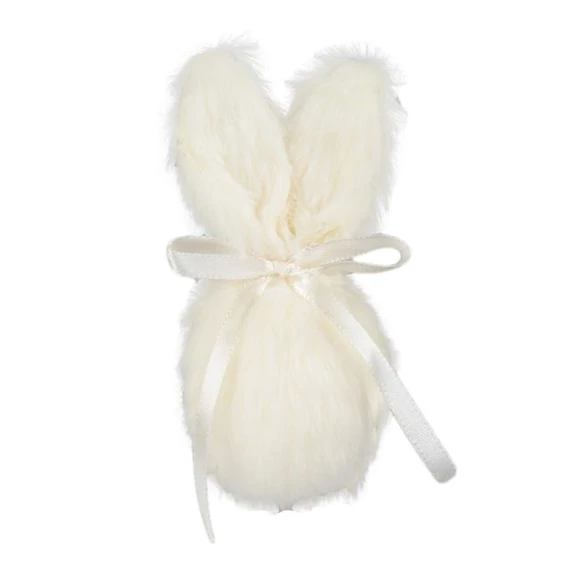 Akasztós textil nyúl masnival, krém, 16 cm