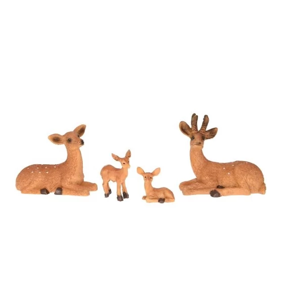Fekvő őz család, poly, 6,3x3x6 cm, barna, 4 db