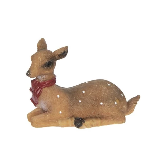 Fekvő őzike, poly, 8,1x3,2x5,3 cm, barna
