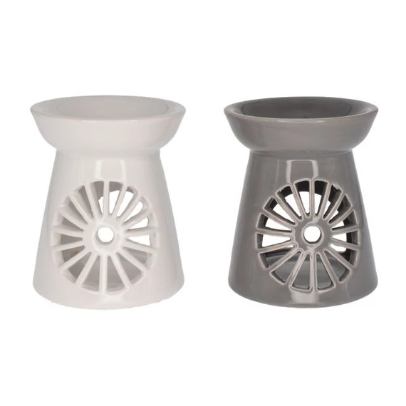 Kerámia párologtató kör mintával, 8,2x8,2x9,6 cm, fehér és szürke, 2 féle