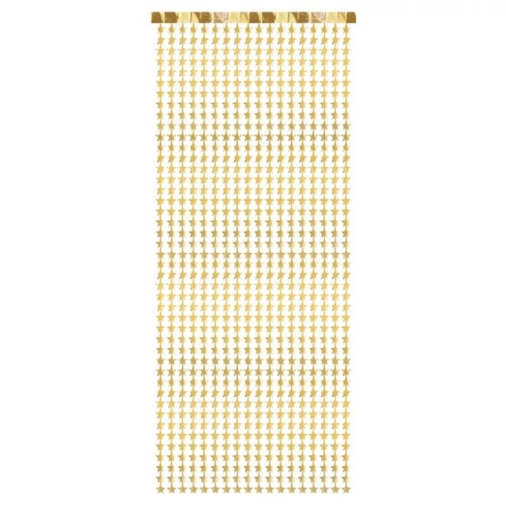 Partyfüggöny csillag műanyag 100x245cm arany