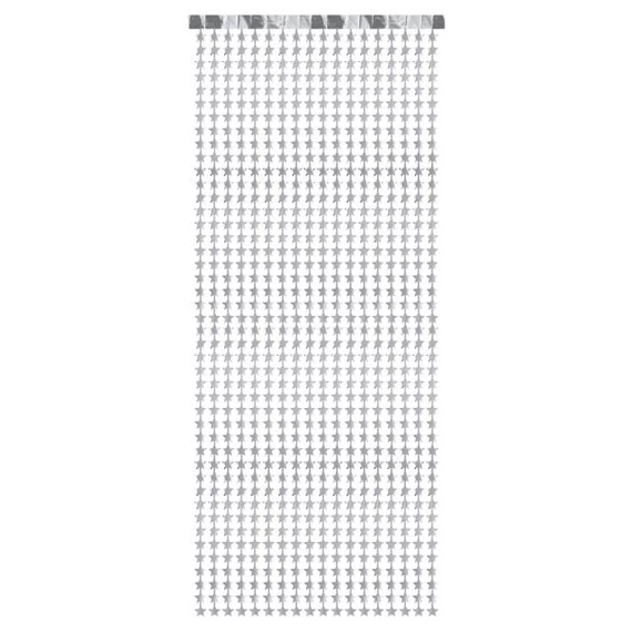 Partyfüggöny csillag műanyag 100x245cm ezüst