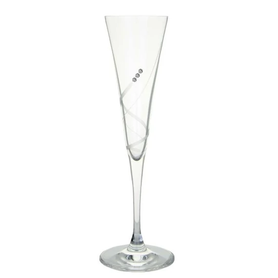 Üveg pezsgős pohár Swarovski kristállyal átlátszó 120 ml, 23x6 cm 2 db
