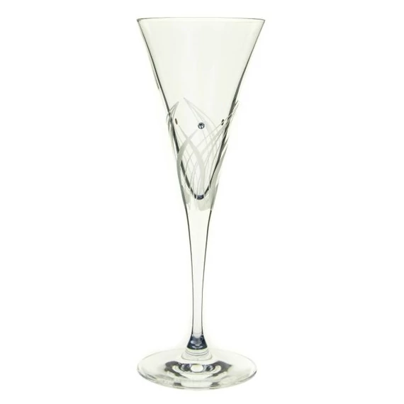 Üveg pezsgős pohár Swarovski kristállyal átlátszó 200 ml, 22x8,2 cm 2 db