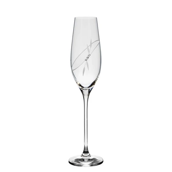 Üveg pezsgős pohár Swarovski kristállyal átlátszó 210 ml 6 db