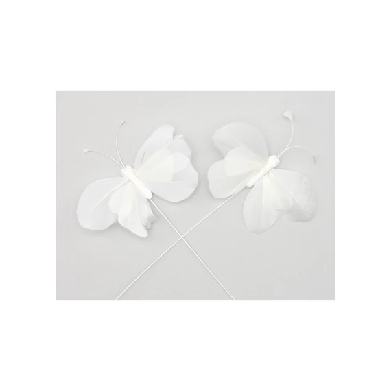 Betűzős pillangó, 8 cm, fehér, 48 db