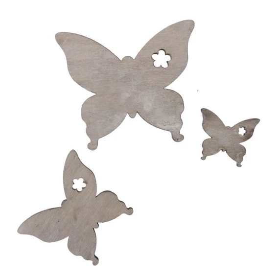 Fa pillangó 3,5,7 cm szürke 20 db