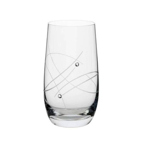 Üveg pohár Swarovski kristállyal, 390 ml, átlátszó, 6 db-os szett