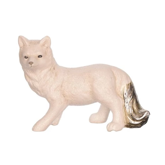 Álló porcelán róka, fehér-ezüst, 15,5x6,8x11,3 cm
