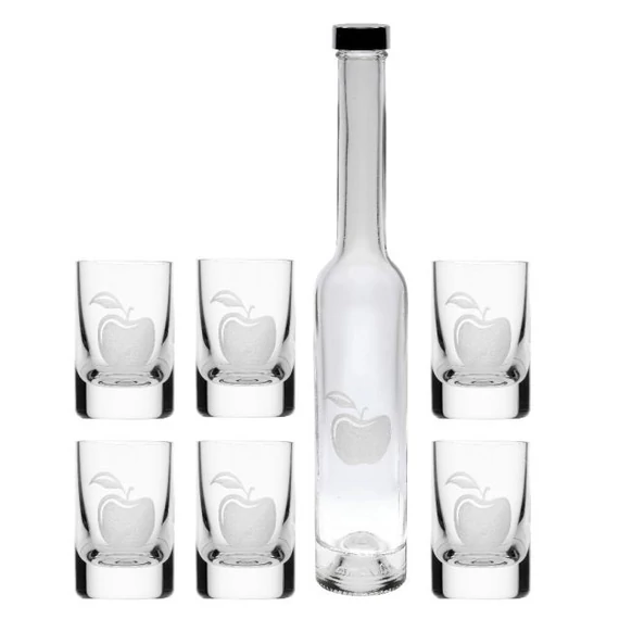 Röviditalos pohár palackkal, Swarovski kristállyal, 200 ml/30 ml, átlátszó, 7 db-os szett