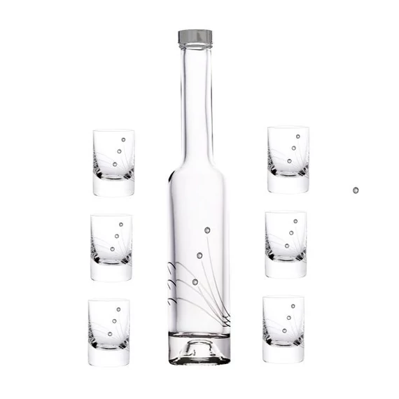 Röviditalos pohár + üveg swarovski díszítéssel üveg 30ml/200ml 7 db