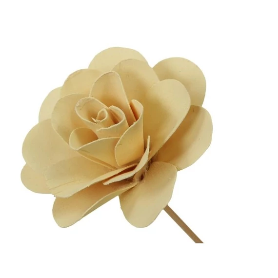 Betűzős rózsa, fa, krém, 10 cm, 12 db