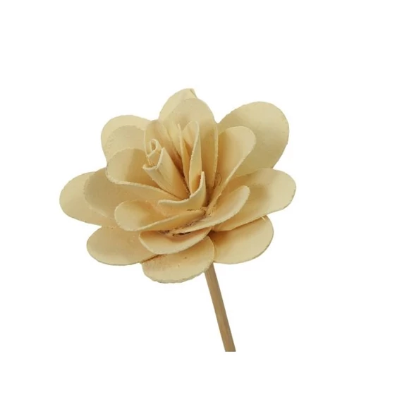 Betűzős rózsa, fa, krém, 6 cm, 24 db