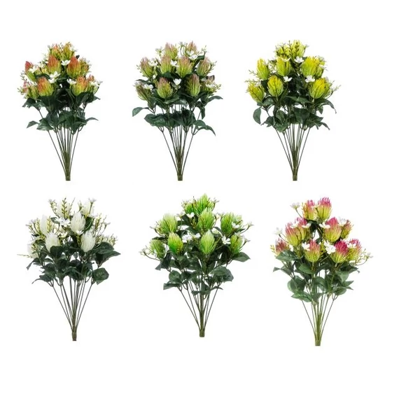 Selyemvirág Protea csokor, műanyag, 6 féle, többszínű, 48 cm