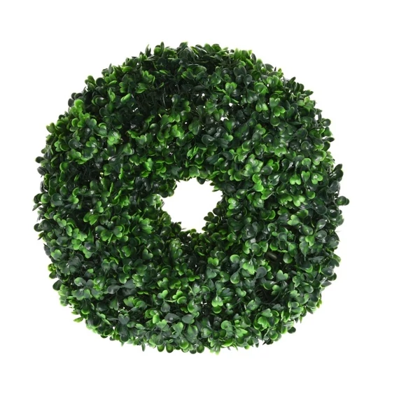 Selyemvirág buxus koszorú műanyag 28cm zöld