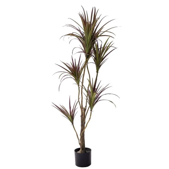 Selyemvirág dracaena cserepes műanyag zöld-bordó 125 cm
