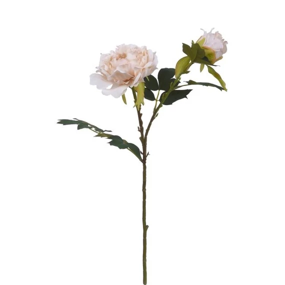 Selyemvirág fodros peonia szálas 52 cm krém