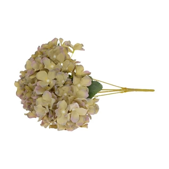 Selyemvirág hortenzia csokor 5 ágú 55 cm krém, lila
