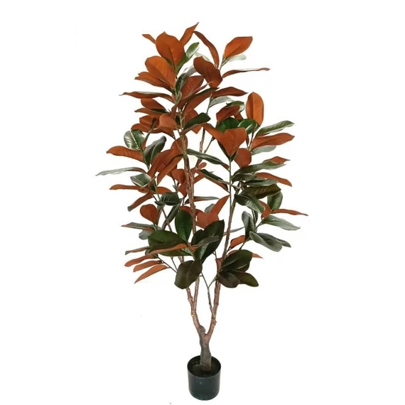 Selyemvirág magnolia grandiflora cserepes műanyag zöld-bordó 150 cm