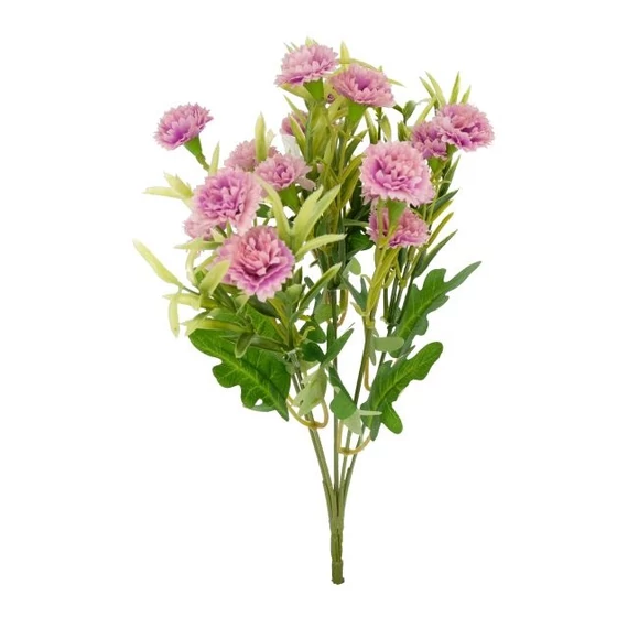 Selyemvirág miniszegfű csokor 34cm mályva