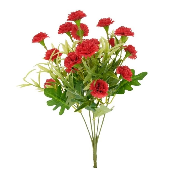 Selyemvirág miniszegfű csokor 34cm piros