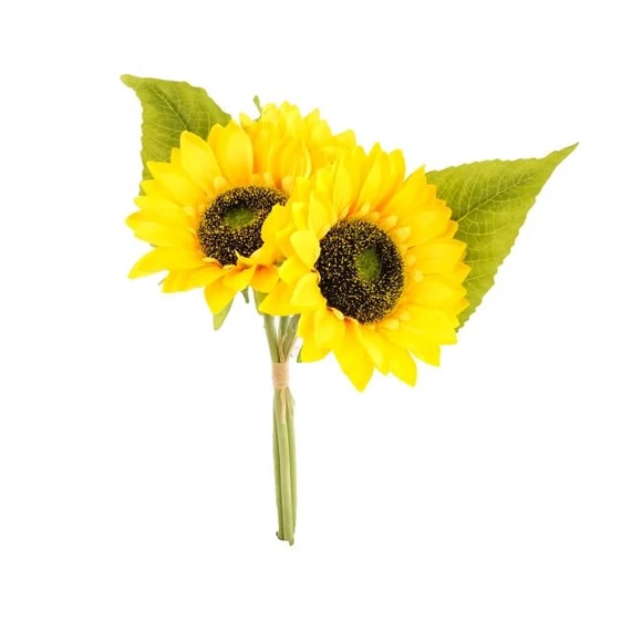 Selyemvirág, napraforgó csokor, sárga, 34 cm