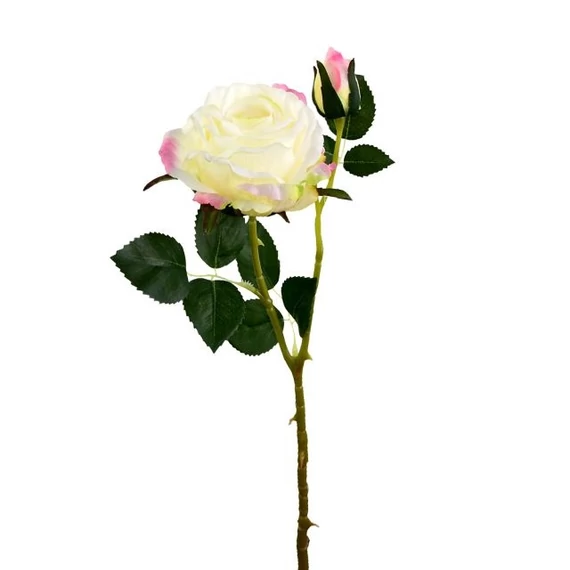 Selyemvirág Rózsa, szálas, krém, 64 cm
