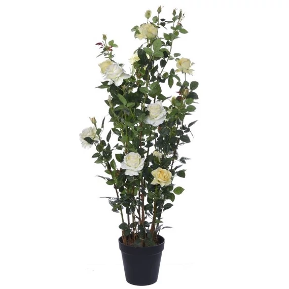 Selyemvirág Rózsabokor, műanyag kaspóban, sárga, 167 cm