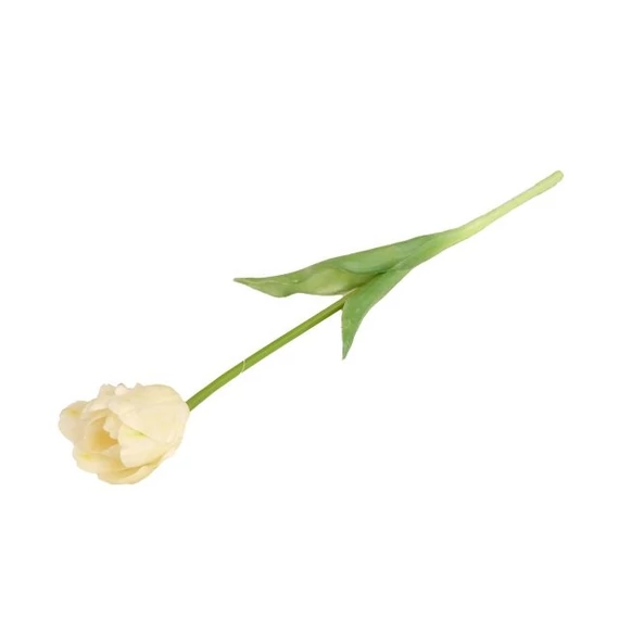 Cirmos selyemvirág tulipán, gumi szár, fehér, 41 cm