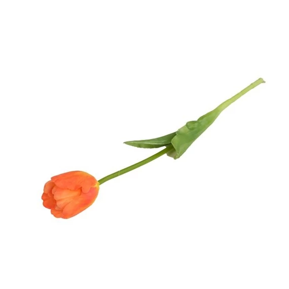 Cirmos selyemvirág tulipán, gumi szár, narancs, 41 cm