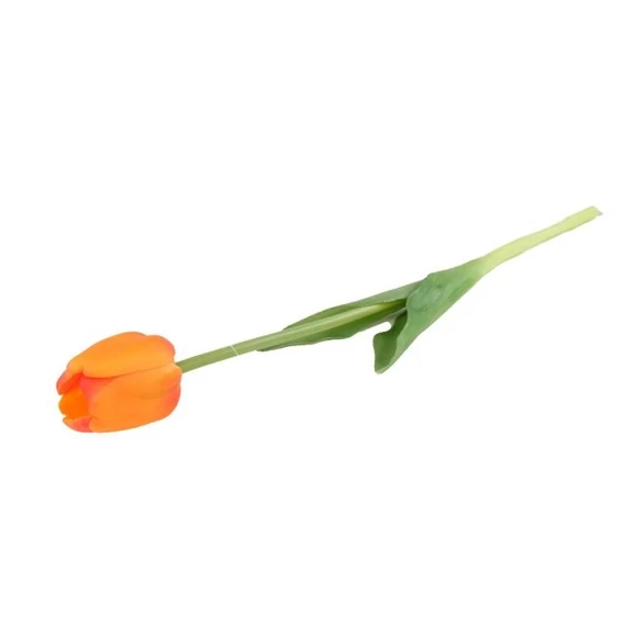 Selyemvirág tulipán szálas, gumi, 44 cm, narancs