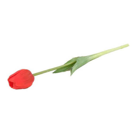 Selyemvirág tulipán szálas, gumi, 44 cm, piros
